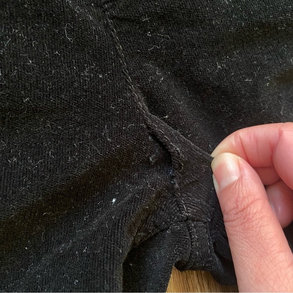 Zara Corduroy Cotton Blend Wide Straight Leg Pants Black - Picture 9 of 11